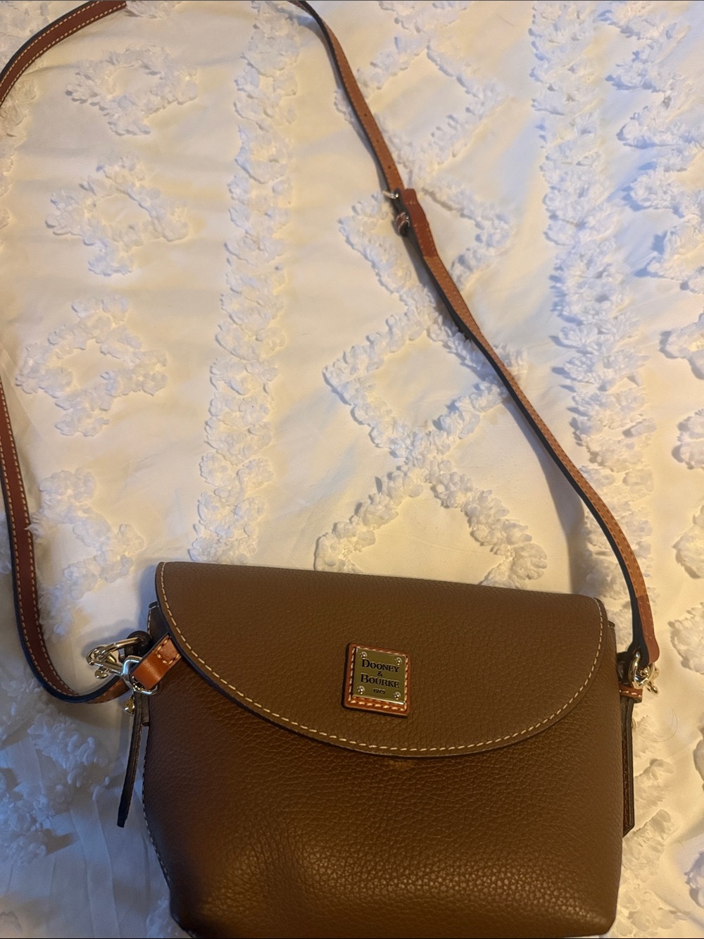 Dooney & Bourke Tan/Brown Pebbled Leather Crossbody